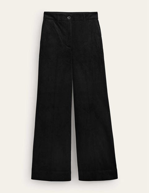 Wide-Leg Corduroy Trousers Black Women Boden