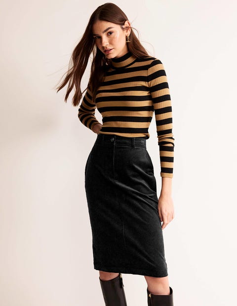 Margot Cord Midi Skirt - Black | Boden EU