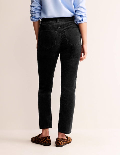 Corduroy Slim Straight Jeans - Black