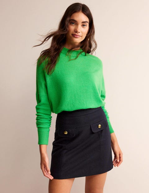 Estella Wool Mini Skirt - Navy | Boden US