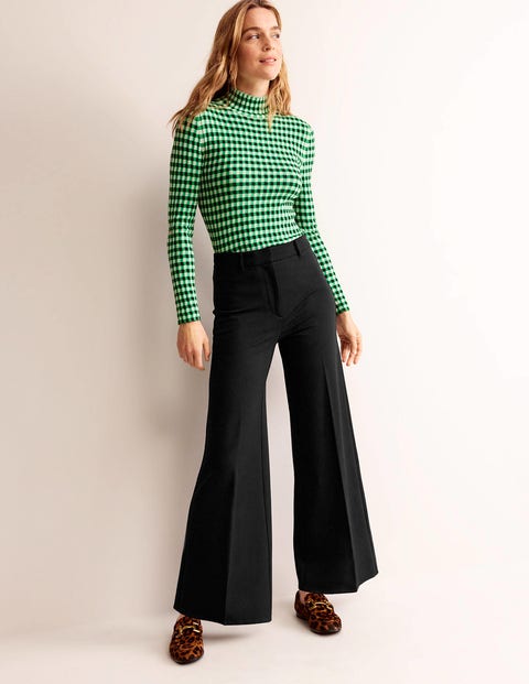 Wide Leg Jersey Pants - BLACK | Boden US