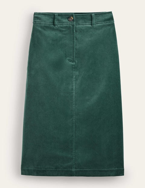 Boden Margot Velvet Midi Skirt Evergreen Women