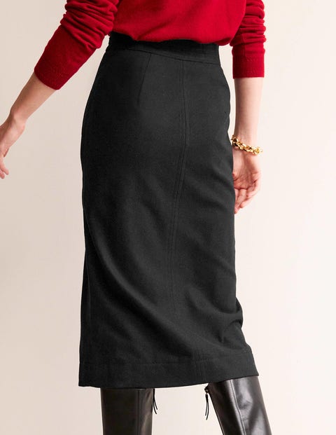 Wool Pencil Skirt - Black