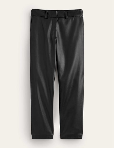 Tapered Faux-Leather Pants - Black