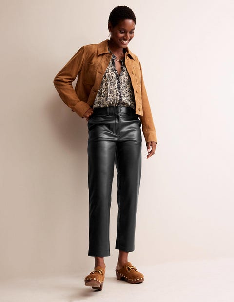 Faux-leather trousers