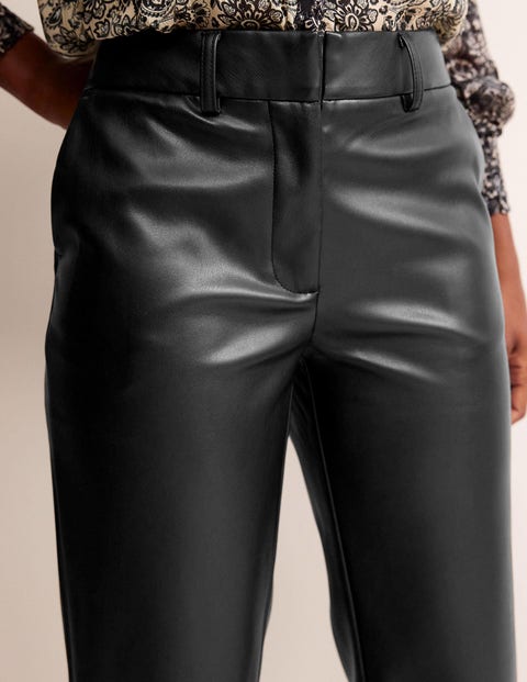 Tapered Faux-Leather Pants - Black