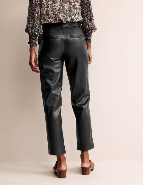 Tapered Faux-Leather Pants - Black