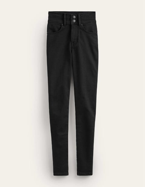 Elegante Röhrenjeans mit mittelhohem Bund Damen Boden, Schwarz