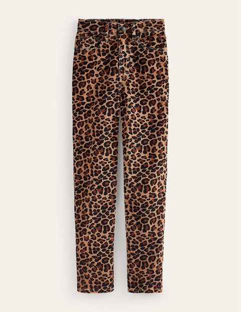 Mid Rise Printed Slim Jeans - Camel, Cheetah Pop