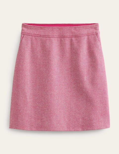 Boden Estella Tweed Mini Skirt Pink Herringbone Women