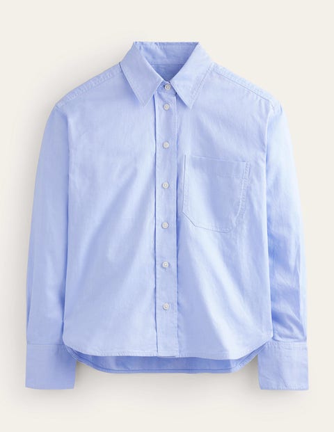 Relaxed Cotton-Poplin Shirt Blue Women Boden