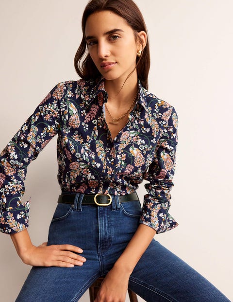 Sienna Cotton Shirt - French Navy, Peacock | Boden UK