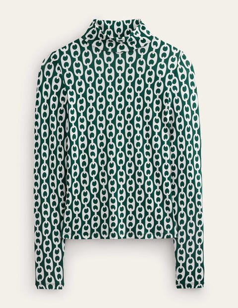 Polly Jersey Top Emerald Night, Geo Chain Women Boden