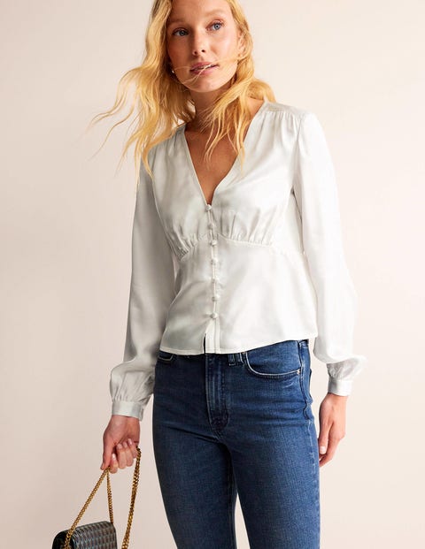 Blouse chic à col V - Ivoire | Boden FR