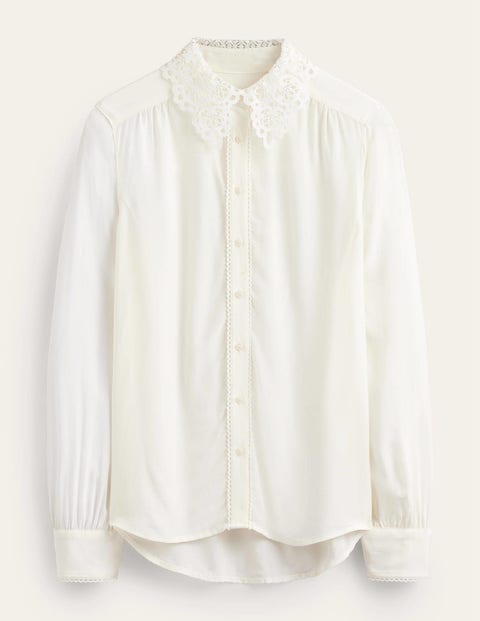 Boden Lace Collar Shirt Ivory Women