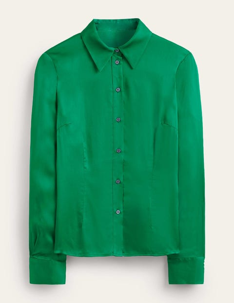 Boden Saskia Satin Shirt Veridian Green Women