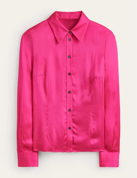 Boden Saskia Satin Shirt Vibrant Pink Women