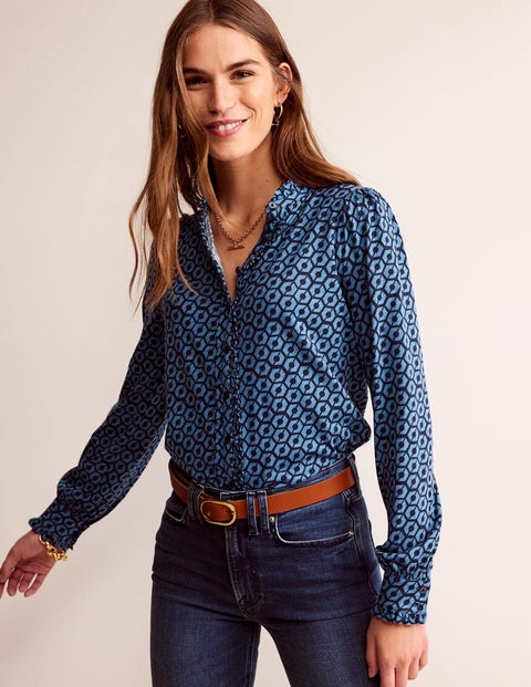 Caroline Jersey Shirt - Azure, Reverie | Boden EU