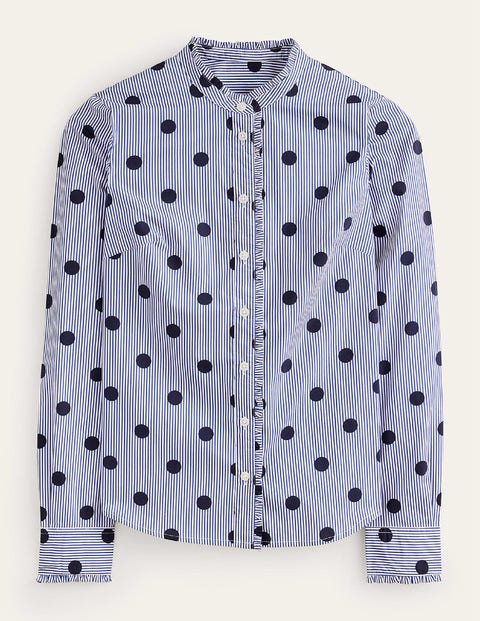 BODEN PHOEBE COTTON SHIRT NAVY, SPOT STRIPE WOMEN BODEN
