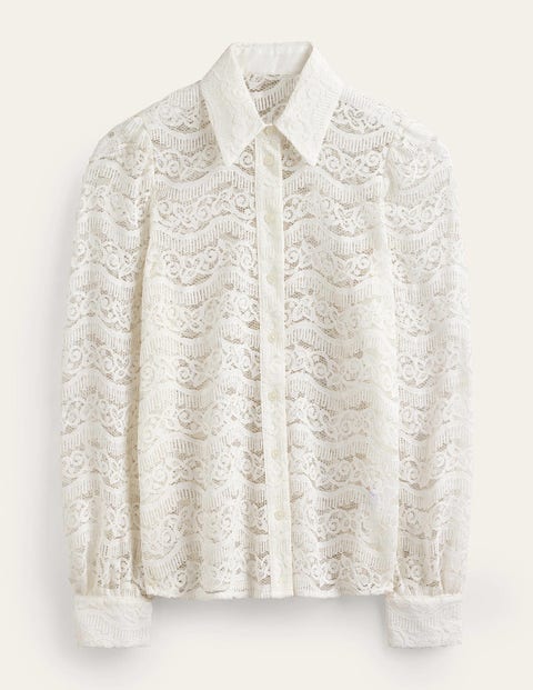 Boden Romantic Lace Shirt Ivory Women