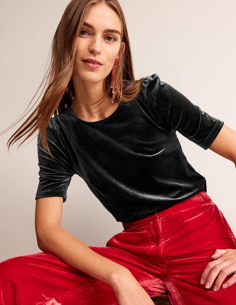 Velvet T-Shirt - Black | Boden US