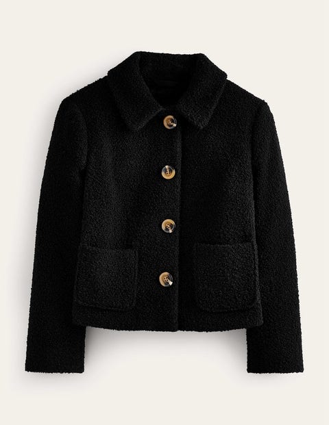 Boden Cropped Tweed Jacket Black Women