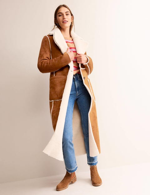 Reversible Faux Shearling Dress Coat