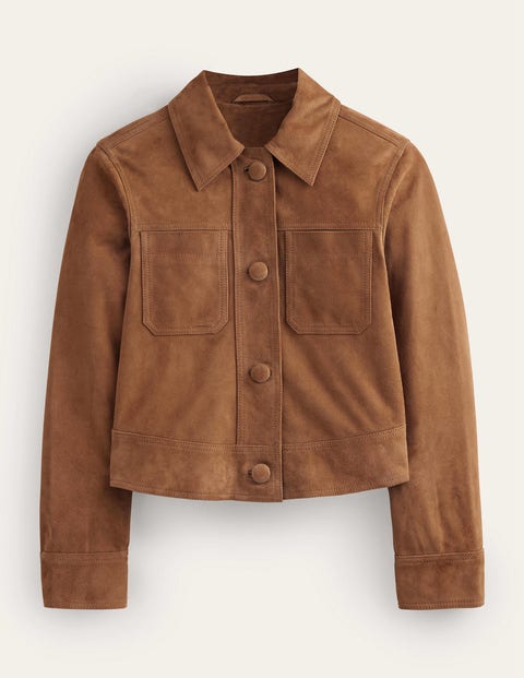 Boden Collared Suede Jacket Raw Umber Women