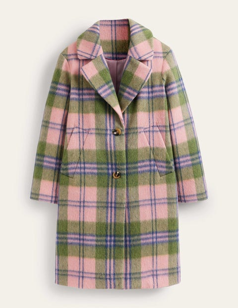 Boden Relaxed-fit Wool Checked Coat Pink Check Women