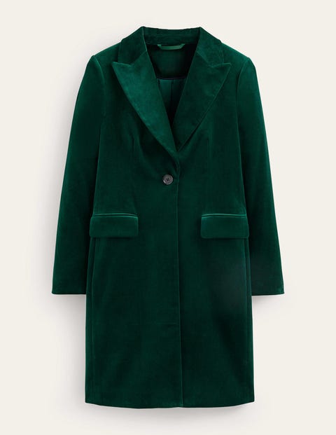 Boden Canterbury Velvet Coat Emerald Night Women