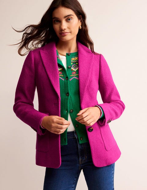 Marylebone Textured Blazer Magenta Women Boden, Magenta