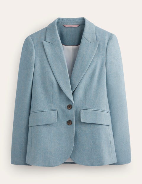 Der Marylebone Woll-Blazer Damen Boden, Blaues Fischgrätenmuster