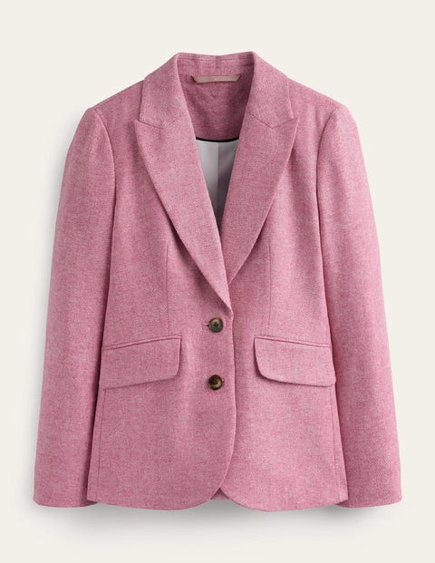 Der Marylebone Woll-Blazer Damen Boden, Rosa Fischgrätenmuster