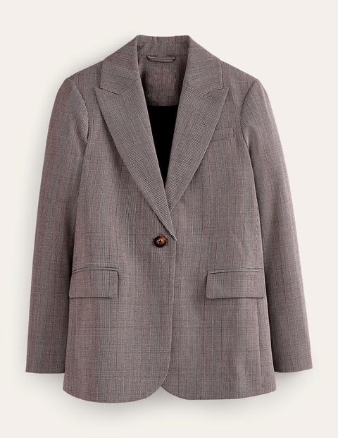 Boden The Bloomsbury Wool Blazer Grey Check Women  In Ivory, Charcoal And Blue Pow