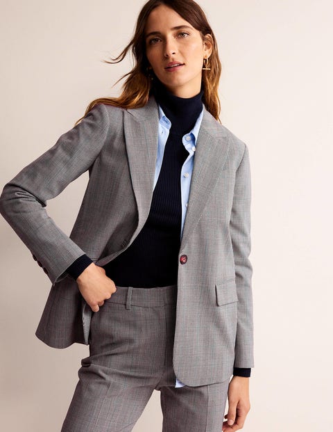 Bloomsbury Wool Blazer Multi Women Boden, Grey Check