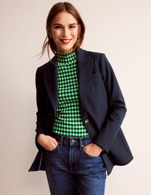 Bloomsbury Wool Blazer Blue Women Boden, Navy