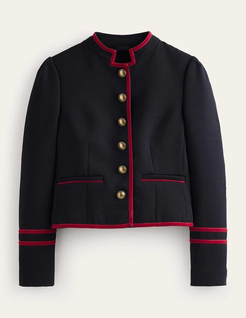 Cambridge Jacke im Military-Look Damen Boden, Französisches Marineblau, Rote Verzierung