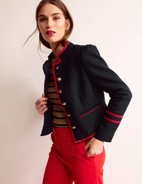 Cambridge Military Jacket French Navy,Red Trim Women Boden, French Navy,Red Trim