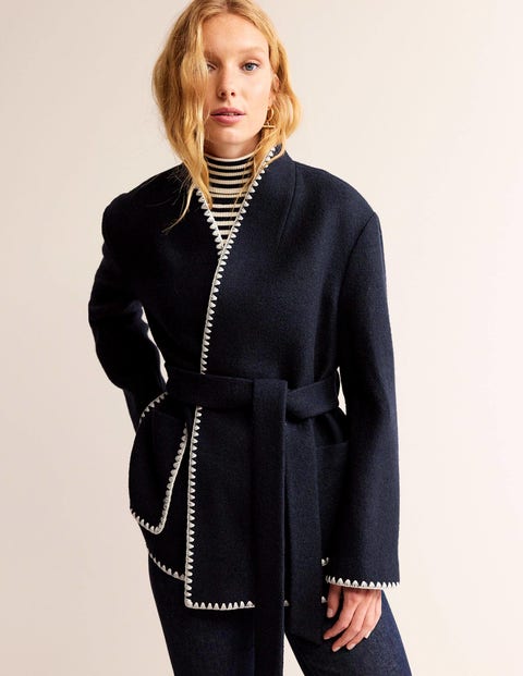 Belted Short Shawl Collar Coat