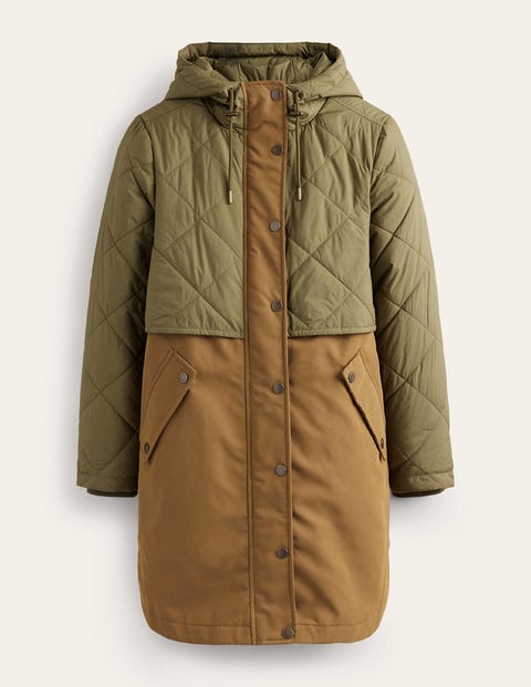 Boden Quilted Parka Khaki Women