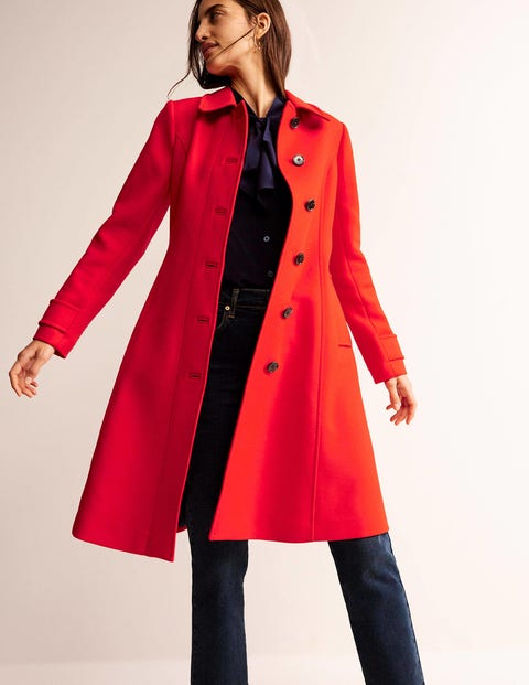 Durham Wool Collared Coat Red Women Boden, Red