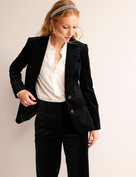 Marylebone Velvet Blazer Black Women Boden, Black