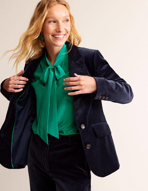 Marylebone Velvet Blazer Navy Women Boden, Navy