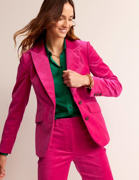 Marylebone Velvet Blazer Vibrant Pink Women Boden, Vibrant Pink
