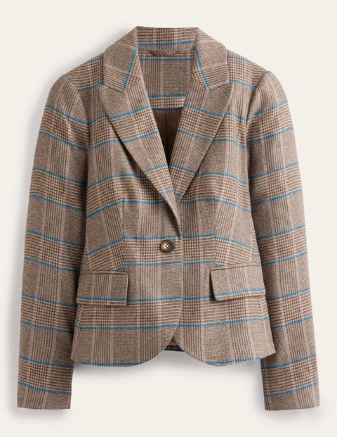 Boden The Canonbury Wool Blazer Camel And Pink Prince Of Wales Women