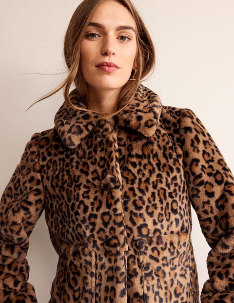 York Mantel aus Kunstfell Damen Boden, Leopard