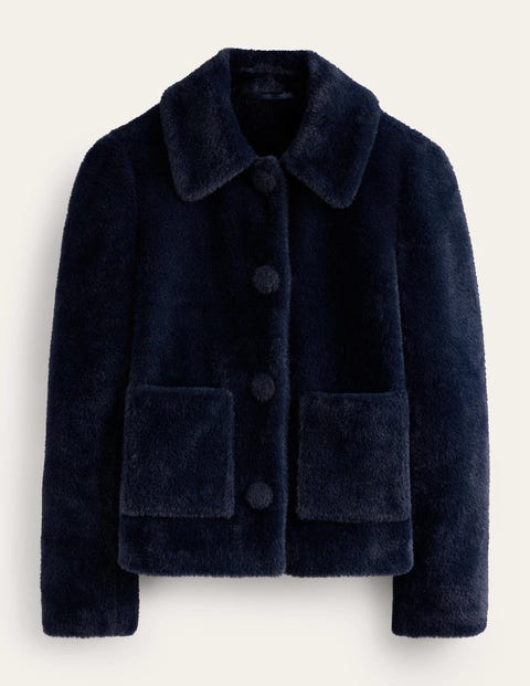 York Faux-Fur Coat Blue Women Boden
