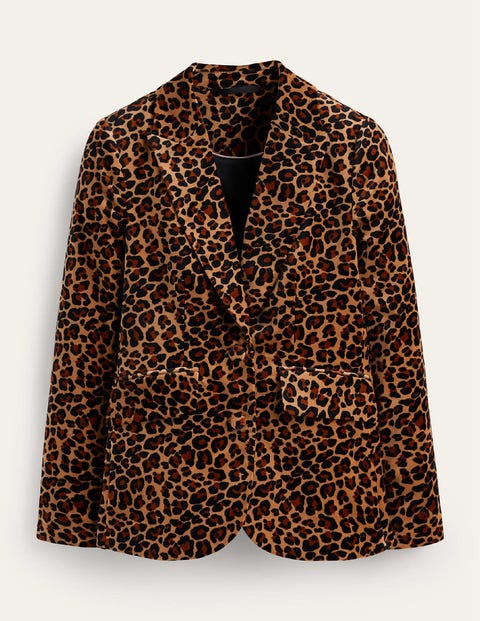 Boden The Marylebone Velvet Blazer Leopard Women