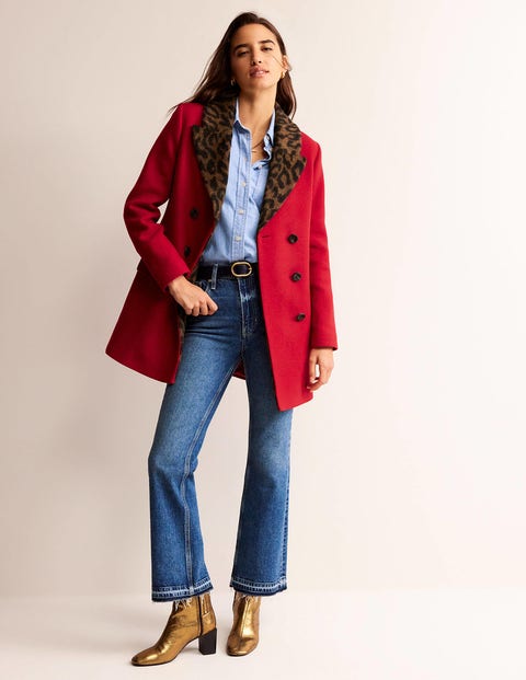 Double-Breasted Wool Coat Brilliant Red Women Boden, Brilliant Red