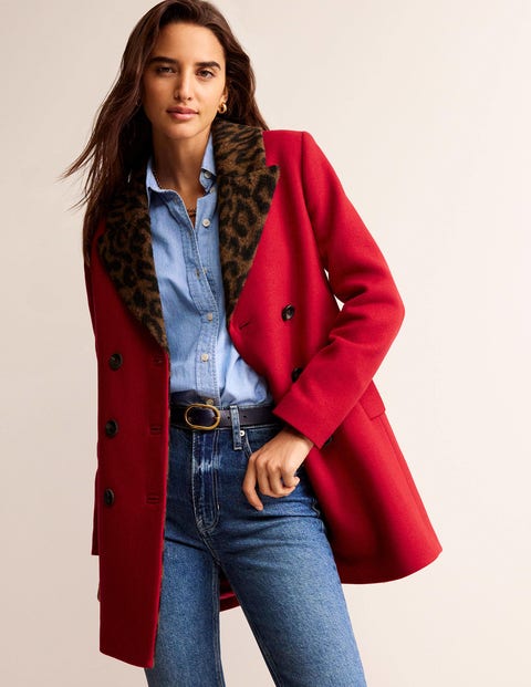 Double-Breasted Wool Coat - Brilliant Red | Boden US